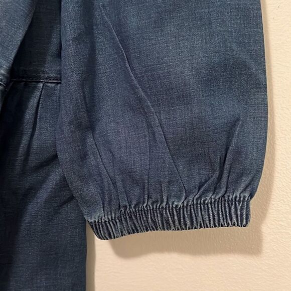 Evsie Kid's Blue 3/4 Sleeve Button Down Chambray Dress Size Medium NWT - Picture 5 of 8